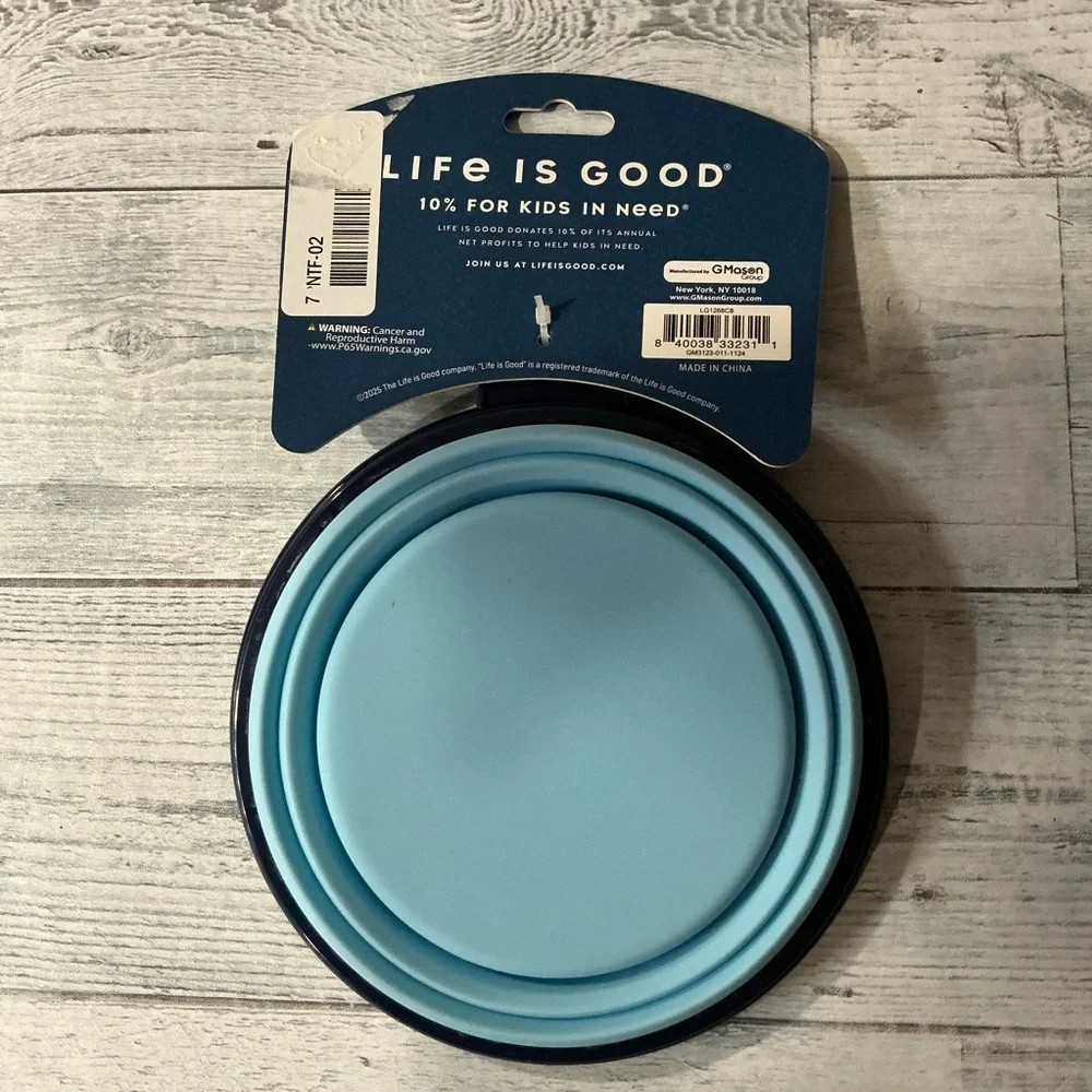 Life is Good Blue Sailboat Collapsible Travel Pet Bowl - 34 oz.